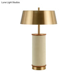 Small White Metal Desk Lamp With Flared Design - Modernist Style For Living Room Laptop Or Office
