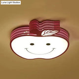 Smiling Apple Kids Ceiling Lamp - Contemporary Flush Mount Light