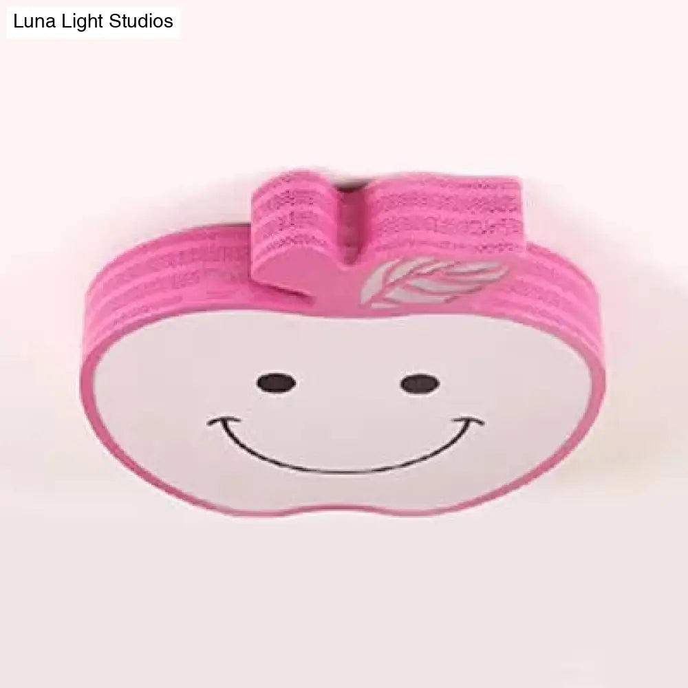 Smiling Apple Kids Ceiling Lamp - Contemporary Flush Mount Light
