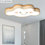 Smiling Cloud Led Ceiling Mount Lamp - Acrylic Cartoon Light Fixture For Kids Bedrooms In White /