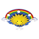 Smiling Sun Flush Ceiling Light In Yellow For Game Room - Cartoon Design Wood Finish Red - Yellow /