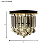 Smoke Gray Crystal Flushmount Ceiling Light - Simple Hallway Lighting With 1 Bulb