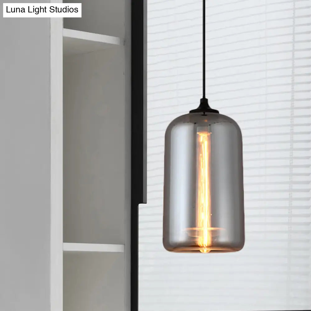 Smoke Gray Glass Mini Pendant Light - Modern Ceiling Hanging For Bar & Cafe
