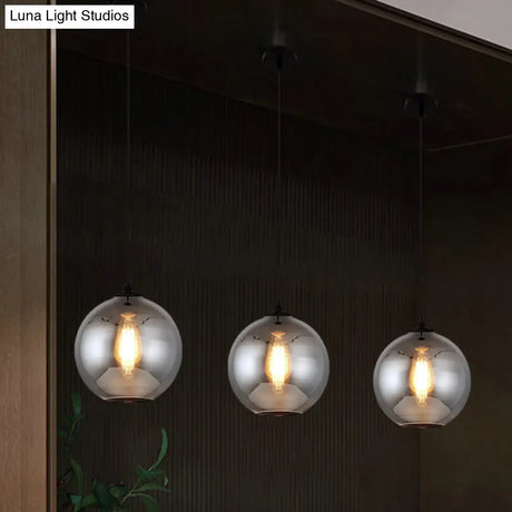 Smoke Gray Glass Mini Pendant Light - Modern Ceiling Hanging For Bar & Cafe