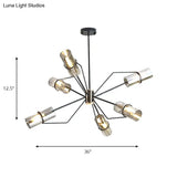 Smoky Gray Glass Cylinder Chandelier Pendant Light | Modern Hanging Lighting 6-Light Fixture