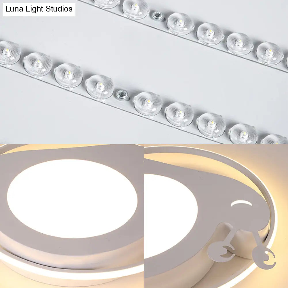Snail Baby Room Animal Led Ceiling Lamp With Metallic Flush Circle Design