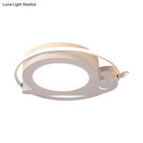 Snail Baby Room Animal Led Ceiling Lamp With Metallic Flush Circle Design