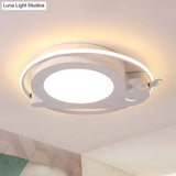 Snail Baby Room Animal Led Ceiling Lamp With Metallic Flush Circle Design