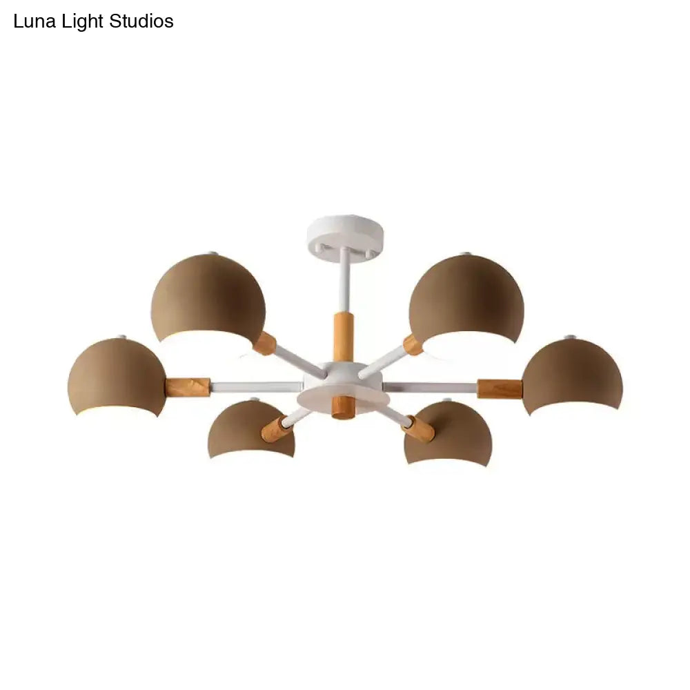 Snowflake Pendant Light: Kindergarten Nordic Chandelier With Orb Shade And 6-Bulb Metal Design