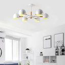 Snowflake Pendant Light: Kindergarten Nordic Chandelier With Orb Shade And 6-Bulb Metal Design White
