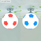 Soccer Shape Boys Bedroom Ceiling Light Fixture - Acrylic Sport Style Mount
