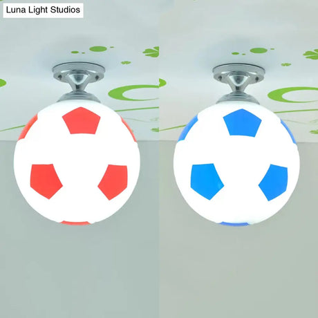 Soccer Shape Boys Bedroom Ceiling Light Fixture - Acrylic Sport Style Mount