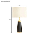 Sofia - Modern White Fabric Cylindrical Night Light Metal Base