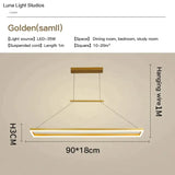 Solis - Modern Rectangle Led Pendant Lights Small-Golden / Cool White