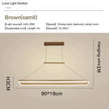 Solis - Modern Rectangle Led Pendant Lights Small-Brown / Cool White