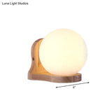 Sphere Sconce Lighting: Elegant Balcony Study Room Milk Glass Wall Lamp