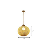 Spherical Bamboo Pendant Light - Beige | Single Asia-Inspired Hanging Fixture For Restaurants / 14