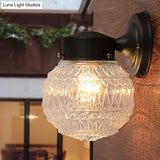 Spherical Black/White Modernist Wall Lamp With Lattice Glass For Reading Room