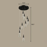 Spiral Conical Pendant Light For Modern Stairwells 9 / Black White