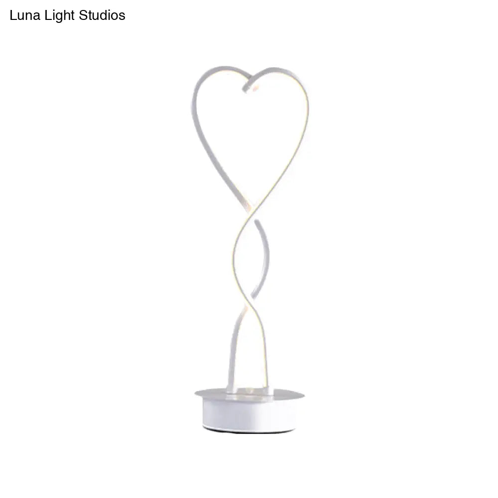 Spiral Heart Shaped Led Desk Lamp In Warm White Light - Contemporary Acrylic Table Lighting For