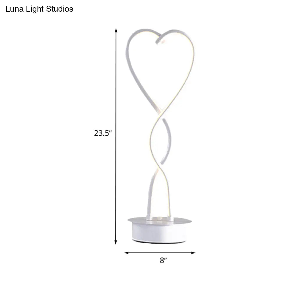Spiral Heart Shaped Led Desk Lamp In Warm White Light - Contemporary Acrylic Table Lighting For