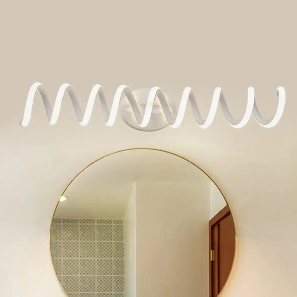 Spiral Led Vanity Light For Modern Bathroom | Wall Mounted Mirror In Warm/White/Natural 13/18.5/22.5