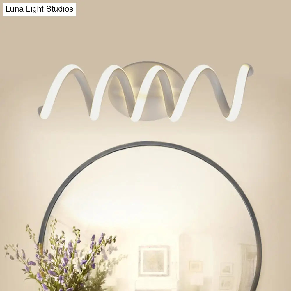 Spiral Led Vanity Light For Modern Bathroom | Wall Mounted Mirror In Warm/White/Natural 13/18.5/22.5