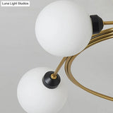 Spiral Semi Flush Traditional Glass/Crystal Bedroom Ceiling Light Fixture - Brass Finish