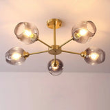 Sputnik Ceiling Mount Chandelier: Postmodern Cup Glass Parlor Flush Light In Brass 5 / Black