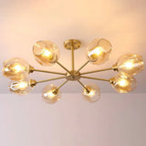 Sputnik Ceiling Mount Chandelier: Postmodern Cup Glass Parlor Flush Light In Brass 8 / Amber