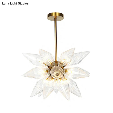 Sputnik Clear/Amber Glass Chandelier - 9/12/15 Bulbs Brass/Copper Finish Living Room Lighting