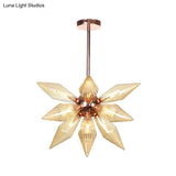 Sputnik Clear/Amber Glass Chandelier - 9/12/15 Bulbs Brass/Copper Finish Living Room Lighting