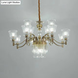 Sputnik Crystal Chandelier - Contemporary Ceiling Light With 11/13/15 Satin Brass Heads 37.5/40.5/41