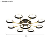 Sputnik Modern Acrylic Flush Mount Ceiling Light With Integrated Led 7/9 Lights Black For Living
