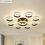 Sputnik Modern Acrylic Flush Mount Ceiling Light With Integrated Led 7/9 Lights Black For Living