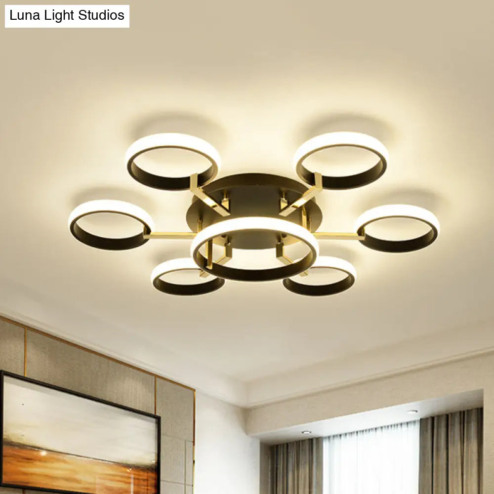Sputnik Modern Acrylic Flush Mount Ceiling Light With Integrated Led 7/9 Lights Black For Living