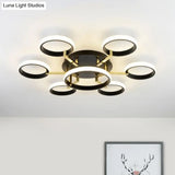 Sputnik Modern Acrylic Flush Mount Ceiling Light With Integrated Led 7/9 Lights Black For Living