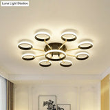 Sputnik Modern Acrylic Flush Mount Ceiling Light With Integrated Led 7/9 Lights Black For Living