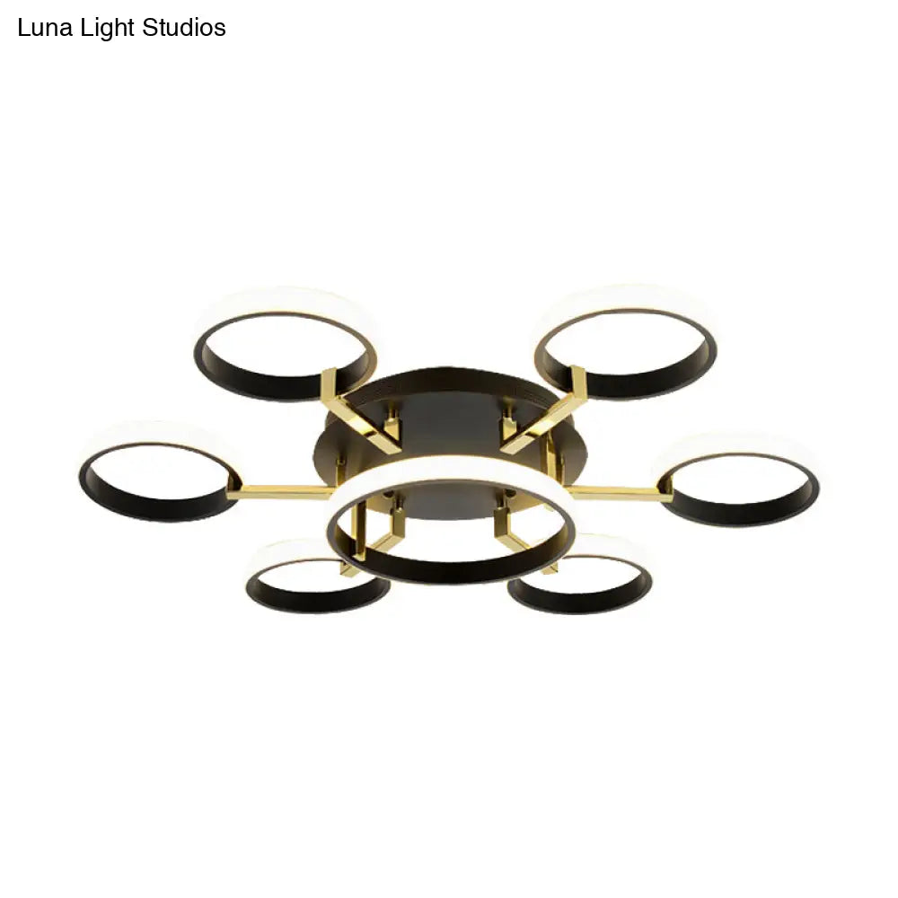 Sputnik Modern Acrylic Flush Mount Ceiling Light With Integrated Led 7/9 Lights Black For Living