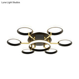 Sputnik Modern Acrylic Flush Mount Ceiling Light With Integrated Led 7/9 Lights Black For Living