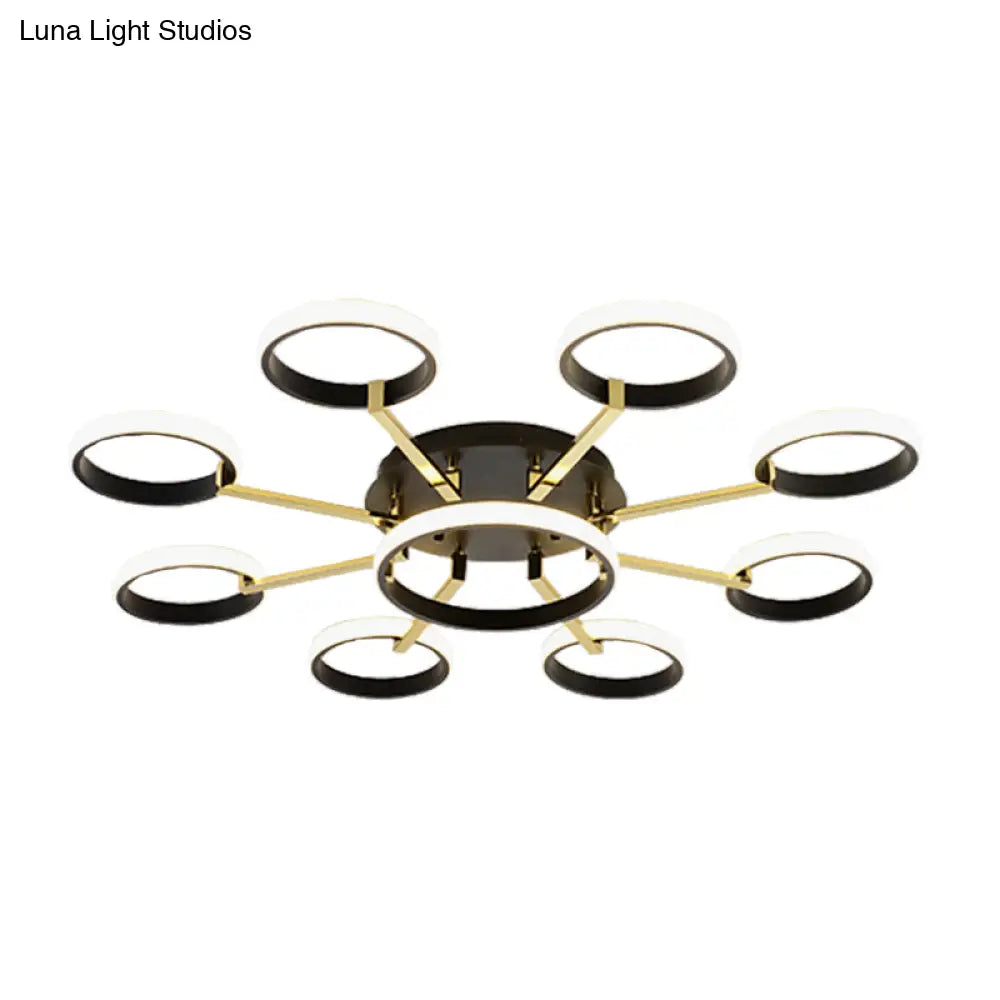 Sputnik Modern Acrylic Flush Mount Ceiling Light With Integrated Led 7/9 Lights Black For Living