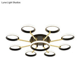 Sputnik Modern Acrylic Flush Mount Ceiling Light With Integrated Led 7/9 Lights Black For Living