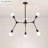 Sputnik Modern Chandelier With White Glass Shade - Metal Pendant Light Fixture