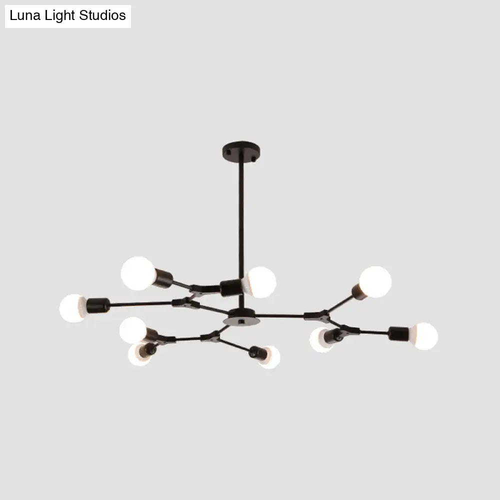 Sputnik Modern Chandelier With White Glass Shade - Metal Pendant Light Fixture