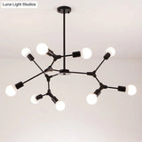 Sputnik Modern Chandelier With White Glass Shade - Metal Pendant Light Fixture