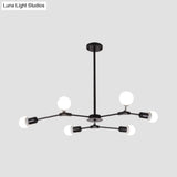 Sputnik Modern Chandelier With White Glass Shade - Metal Pendant Light Fixture