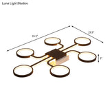 Sputnik Nordic Iron Ceiling Flush-Mount Light With Ring Shade - 4/6/8 Head Options Black