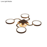 Sputnik Nordic Iron Ceiling Flush-Mount Light With Ring Shade - 4/6/8 Head Options Black