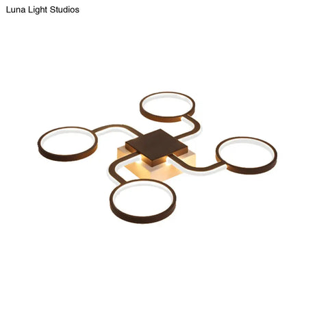 Sputnik Nordic Iron Ceiling Flush-Mount Light With Ring Shade - 4/6/8 Head Options Black