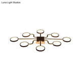 Sputnik Nordic Iron Ceiling Flush-Mount Light With Ring Shade - 4/6/8 Head Options Black